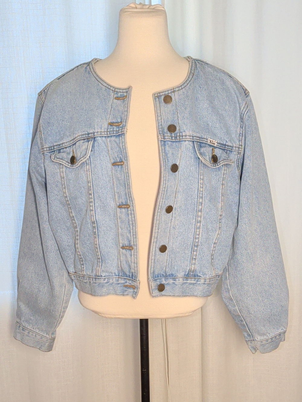 RARE Vintage John Baner Collarless Light Wash Denim Jacket
